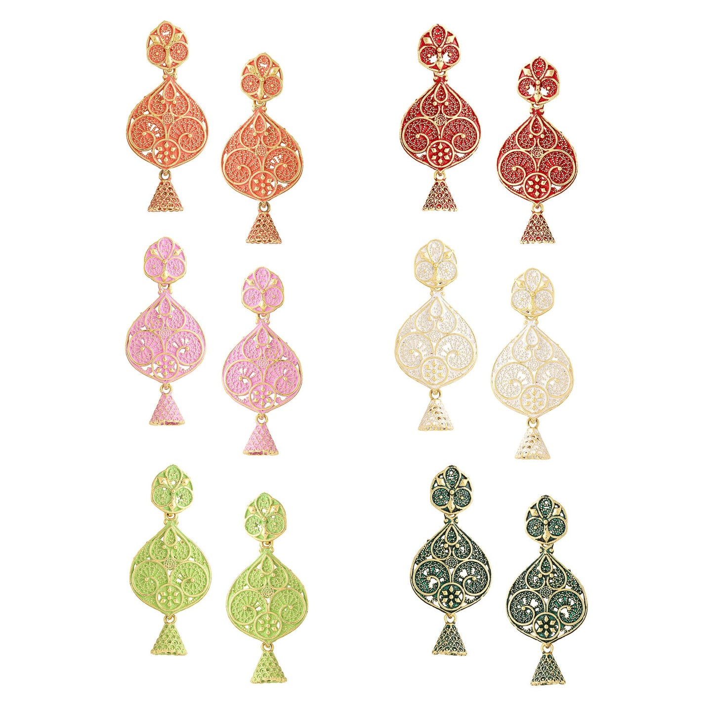 Yellow Chimes Earrings for Women and Girls Meenakari Jhumka and Drop Earrings | 6 Pair Combo of Gold Plated Multicolor Jhumka Earrings | Birthday Gift for girls and women Anniversary Gift for Wife