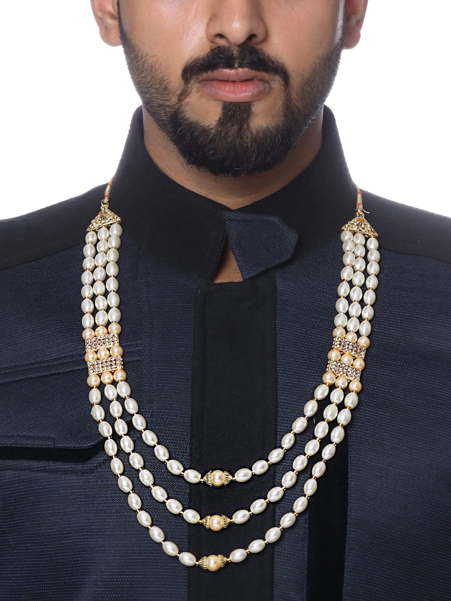 Yellow Chimes Dulahmala For Mens Pearl Necklace Jewellery for Groom Dulha Moti Mal Haar For men