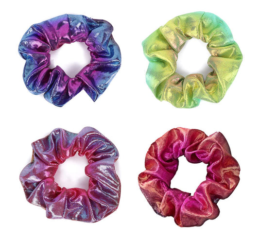 Yellow Chimes Scrunchies for Women Hair Accessories for Women 4 Pcs Frozen Mermaid Metallic Scrunchies Set Rubber Bands Multicolor Scrunchie Ponytail Holders Hair Ties for Women and Girls Gifts for Women and Girls