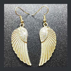 Yellow Chimes Golden Feathers Drop Earring for Women & Girls