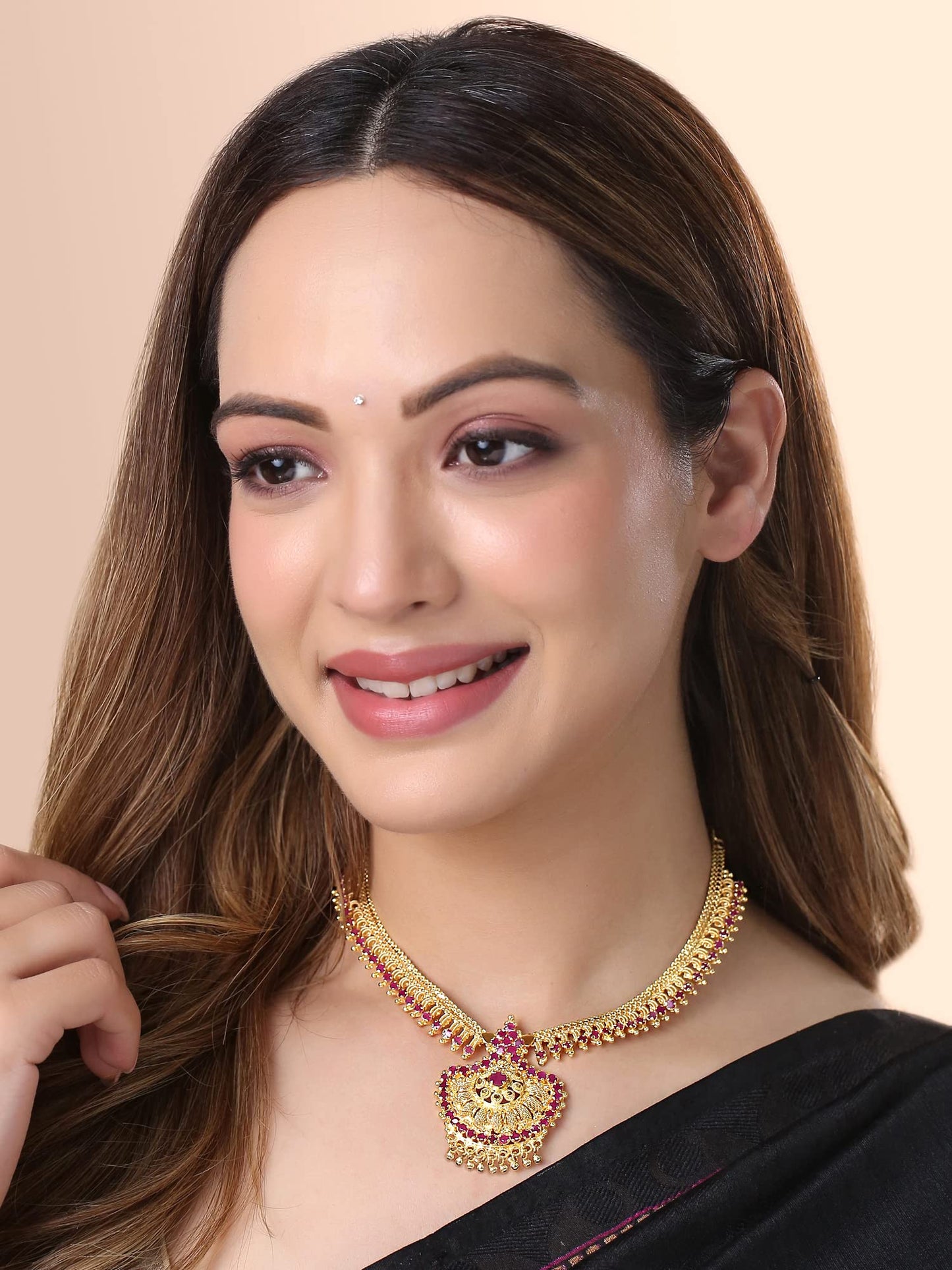 Yellow Chimes Jewellery Set for Women & Girls American Diamond Jewellery Set |Gold Plated Charm Drop Designed AD Choker Necklace Set | Birthday Gift for girls & women Anniversary Gift for Wife