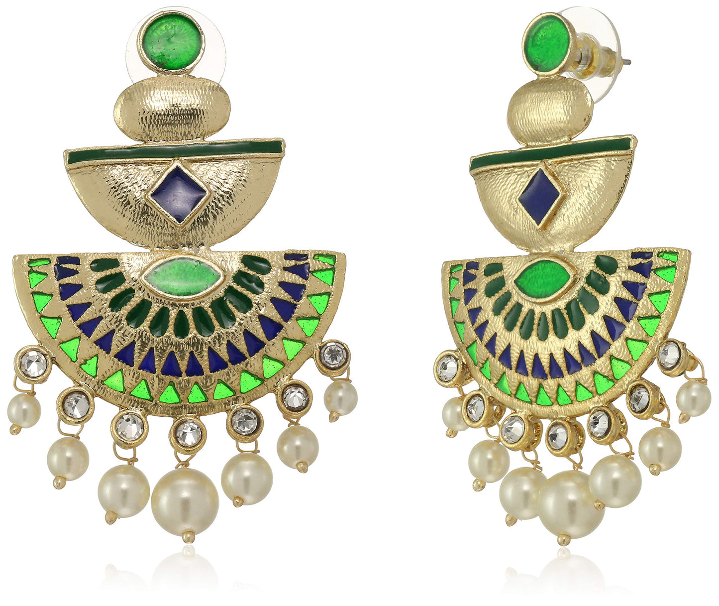 Yellow Chimes Traditional Moti Kundan Chandbali Earrings for Women and Girls