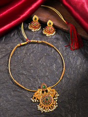 Yellow Chimes Jewellery Set for Women and Girls Temple Jewellery Set for Women | Gold Plated Traditional Choker Necklace Set | Birthday Gift for girls and women Anniversary Gift for Wife