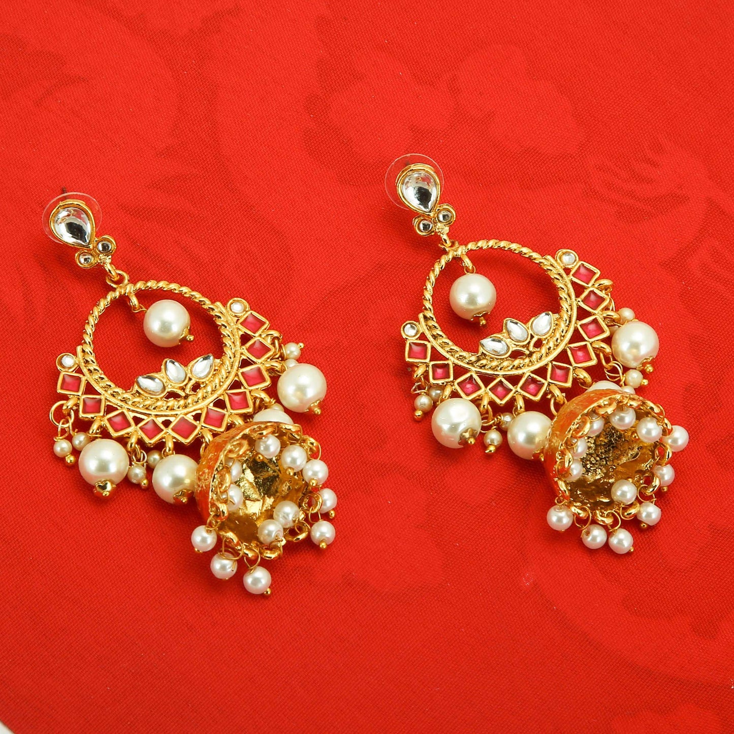 Yellow Chimes Jhumka Earrings for Women Traditional Gold Plated Pearl Long Chandbali Jhumka Earrings for Women and Girls