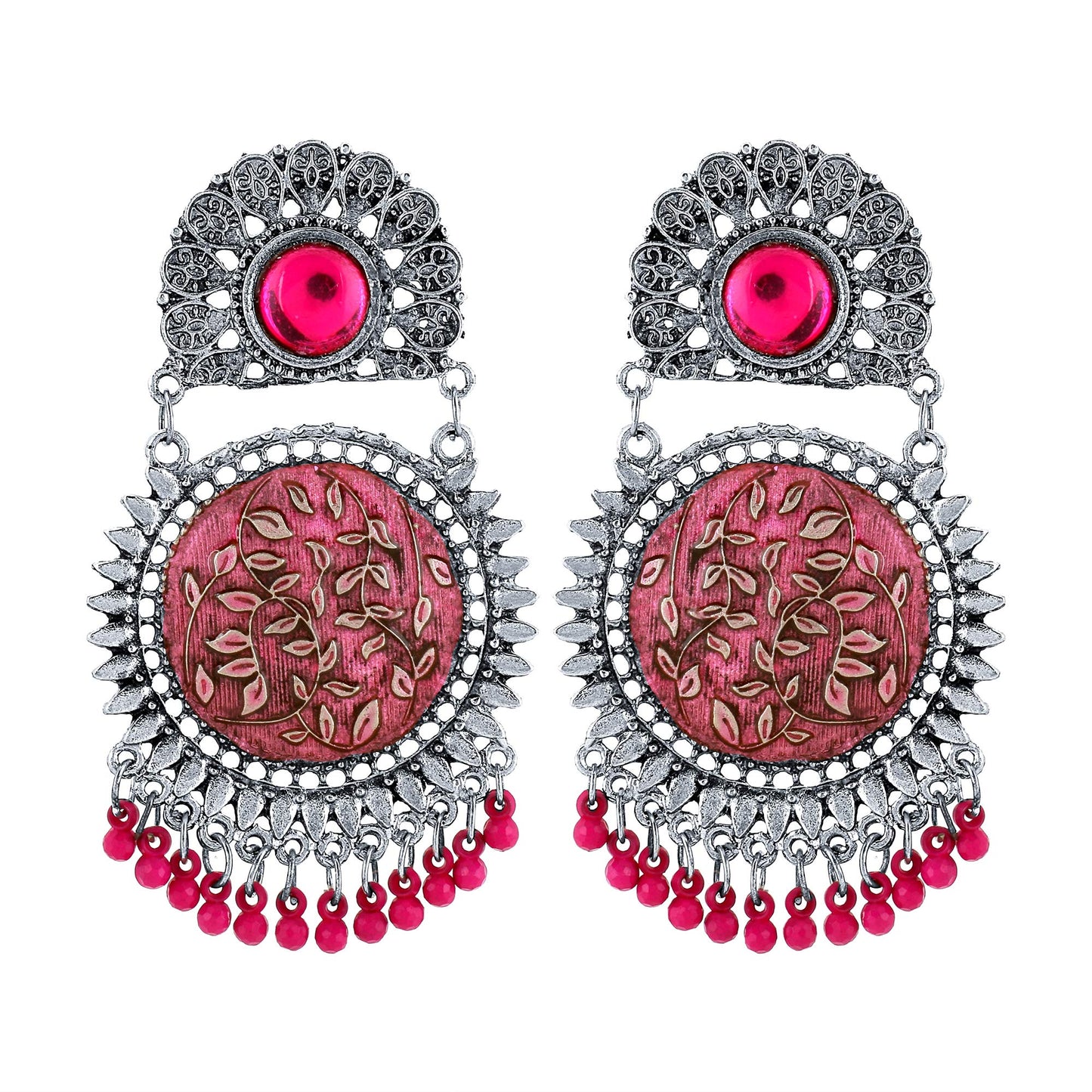 Yellow Chimes Latest Designer Crafted Silver Oxidized Traditional Chandbali Earrings for Women and Girls