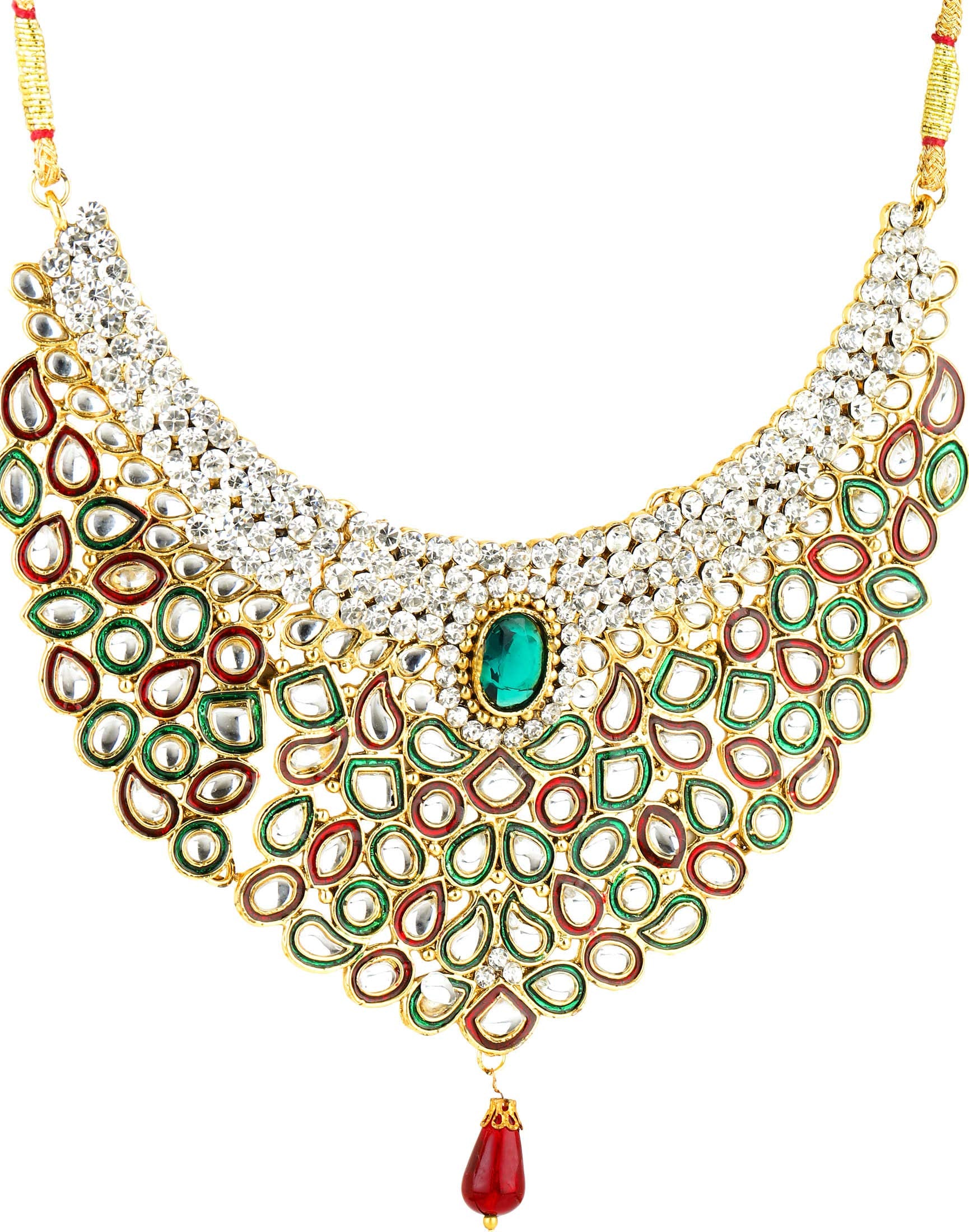 Yellow Chimes Kundan Party Wear Necklace Traditional Jewellery Set with Earrings for Women & Girls